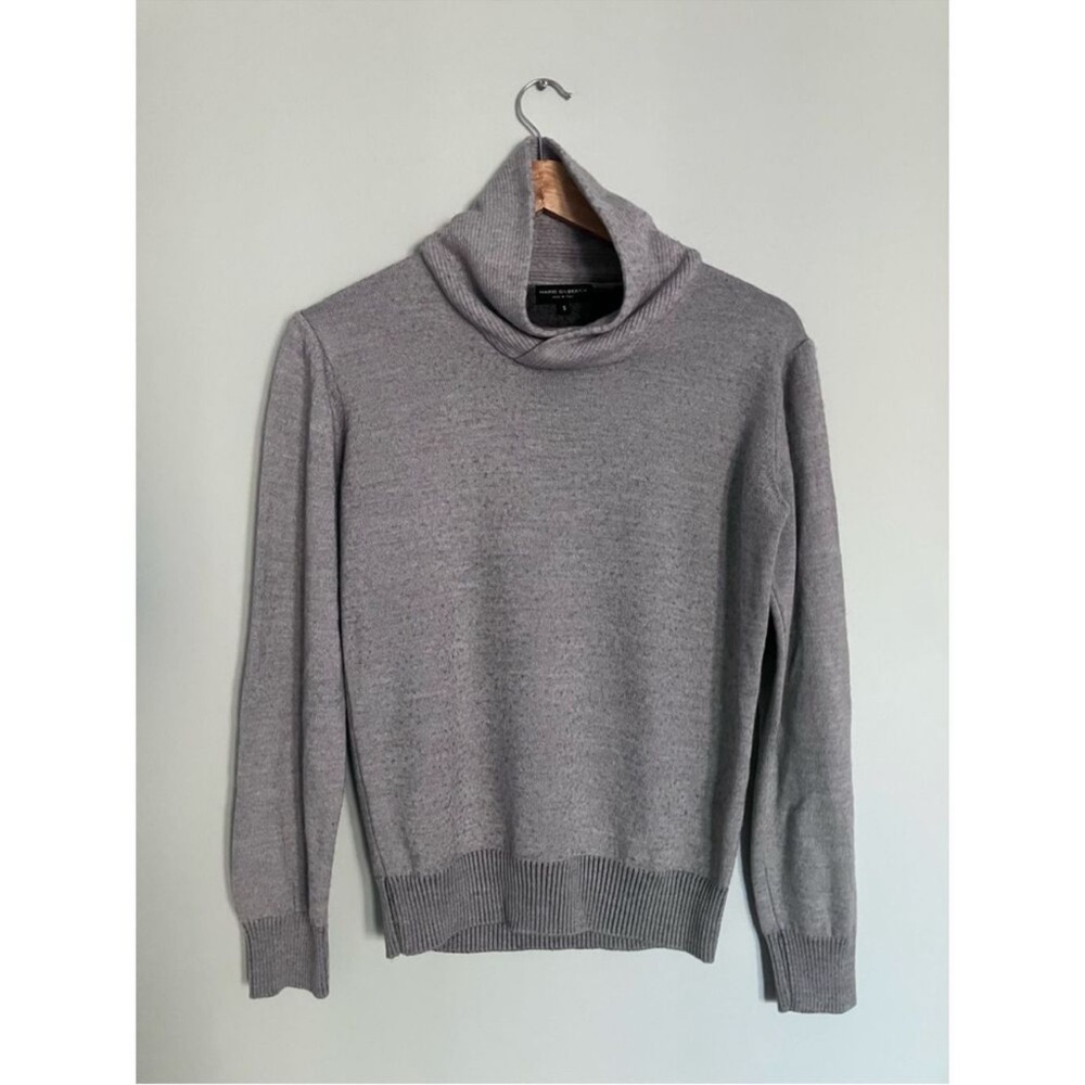 Mario Galbatti Extrafine Merino Wool Italian 🇮🇹 Cowl Neck Sweater Gray Small